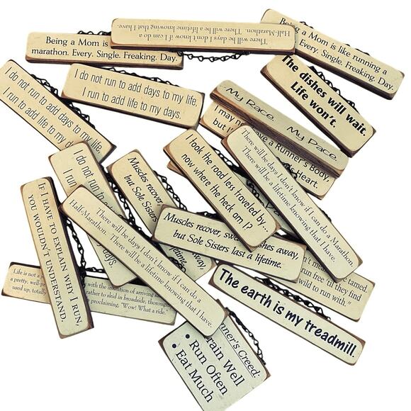 Set 18 Mini Barn Wood Signs Running Quotes Motivational Wall Decor Rustic Gifts - Picture 1 of 16